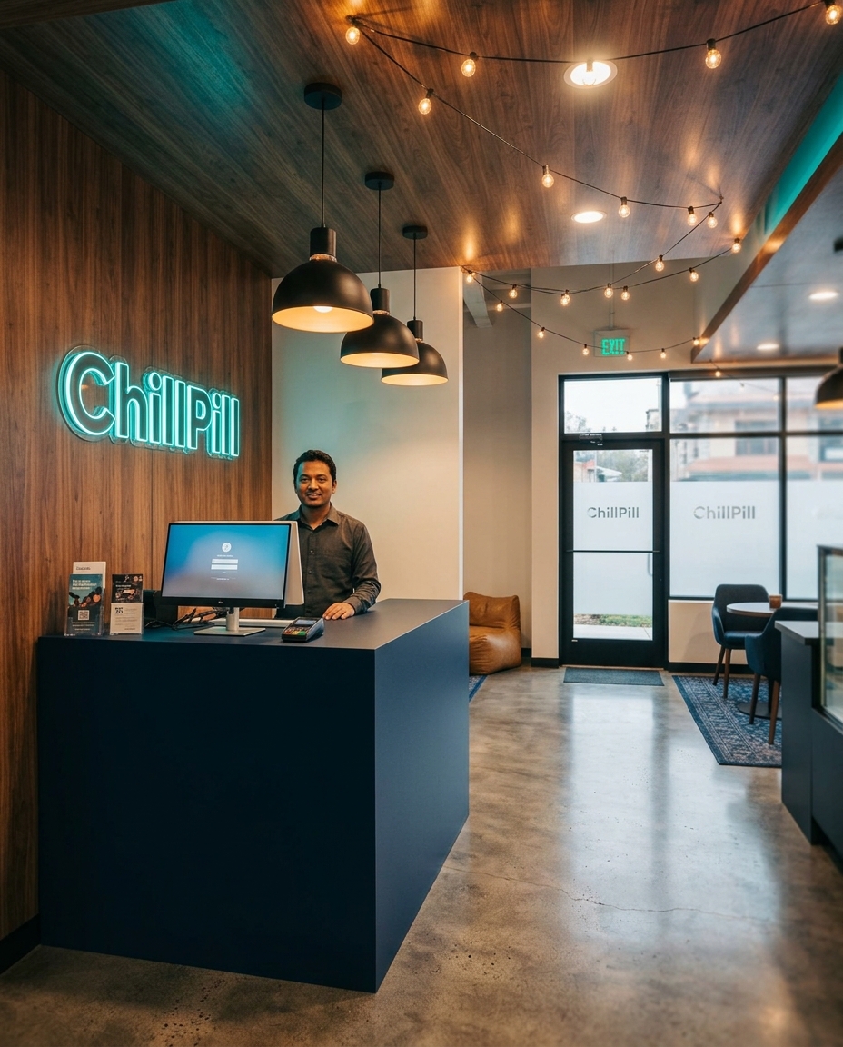 ChillPill Gaming Cafe reception counter